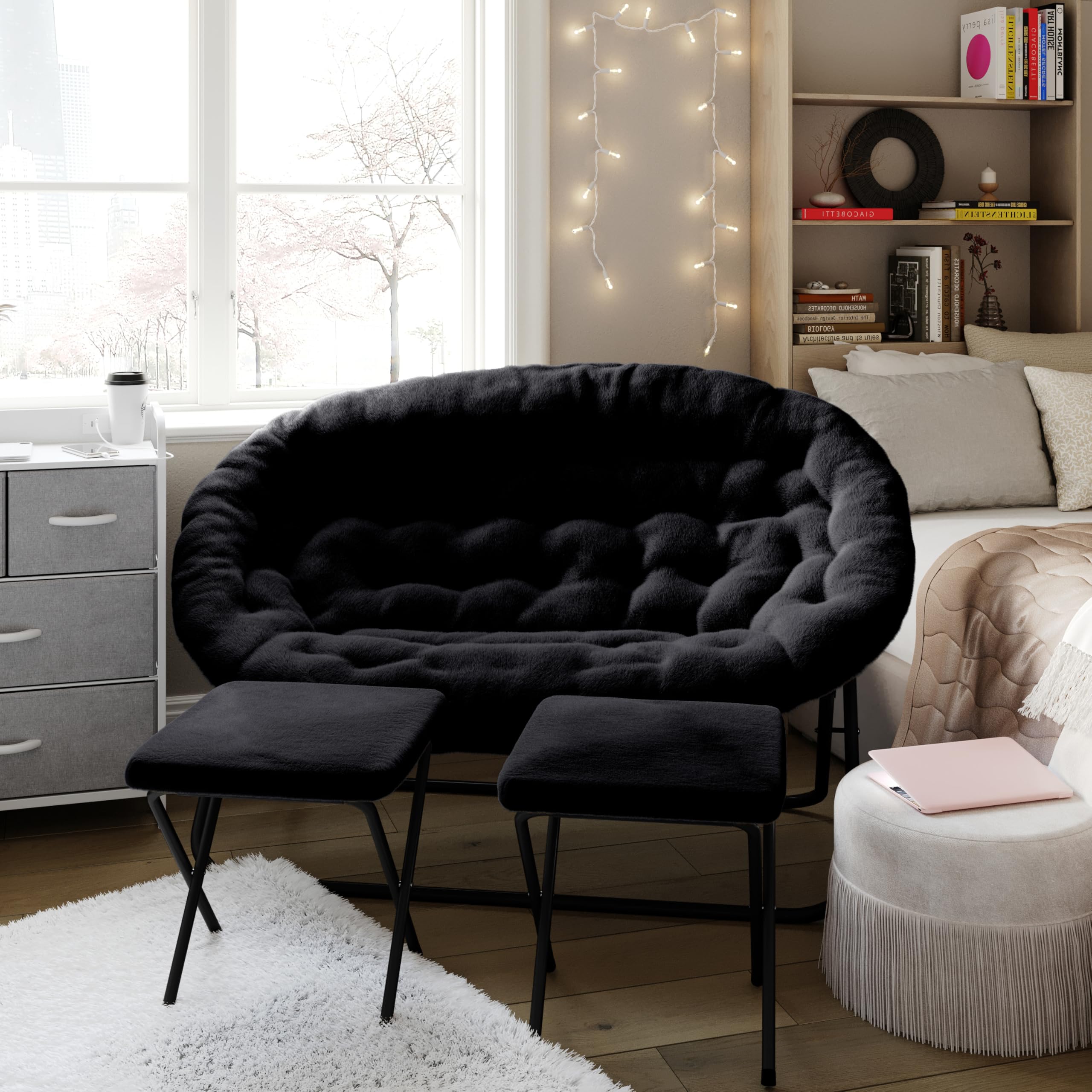 Amazon.com: EMMA + OLIVER Janey Folding Double Saucer Chair with 2