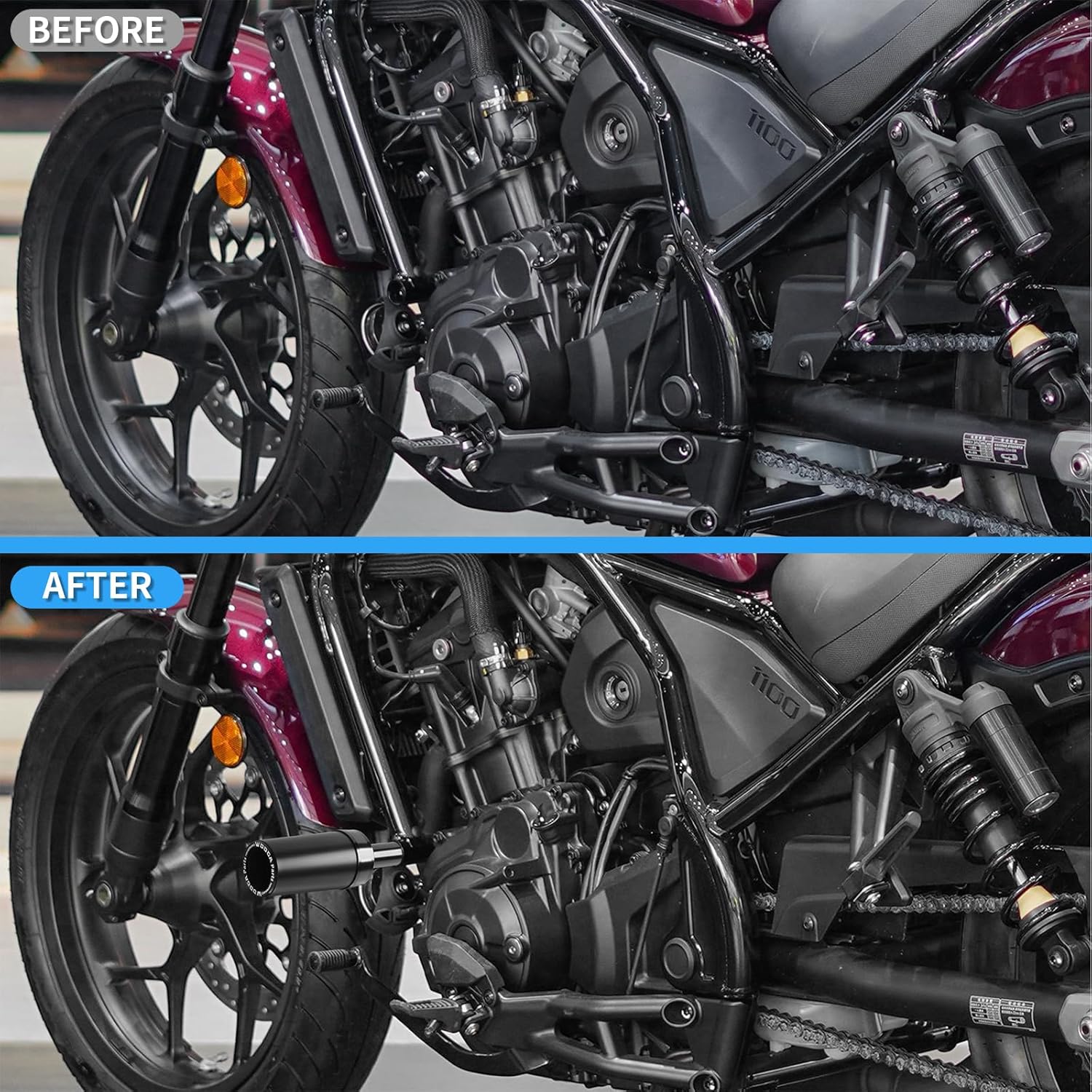 Motorcycle Frame Sliders - Compatible with Honda Rebel CMX1100 2021-2025, Aluminum Motorcycle Sliders Engine Fairing Guard Bar for Motorcycle Protection