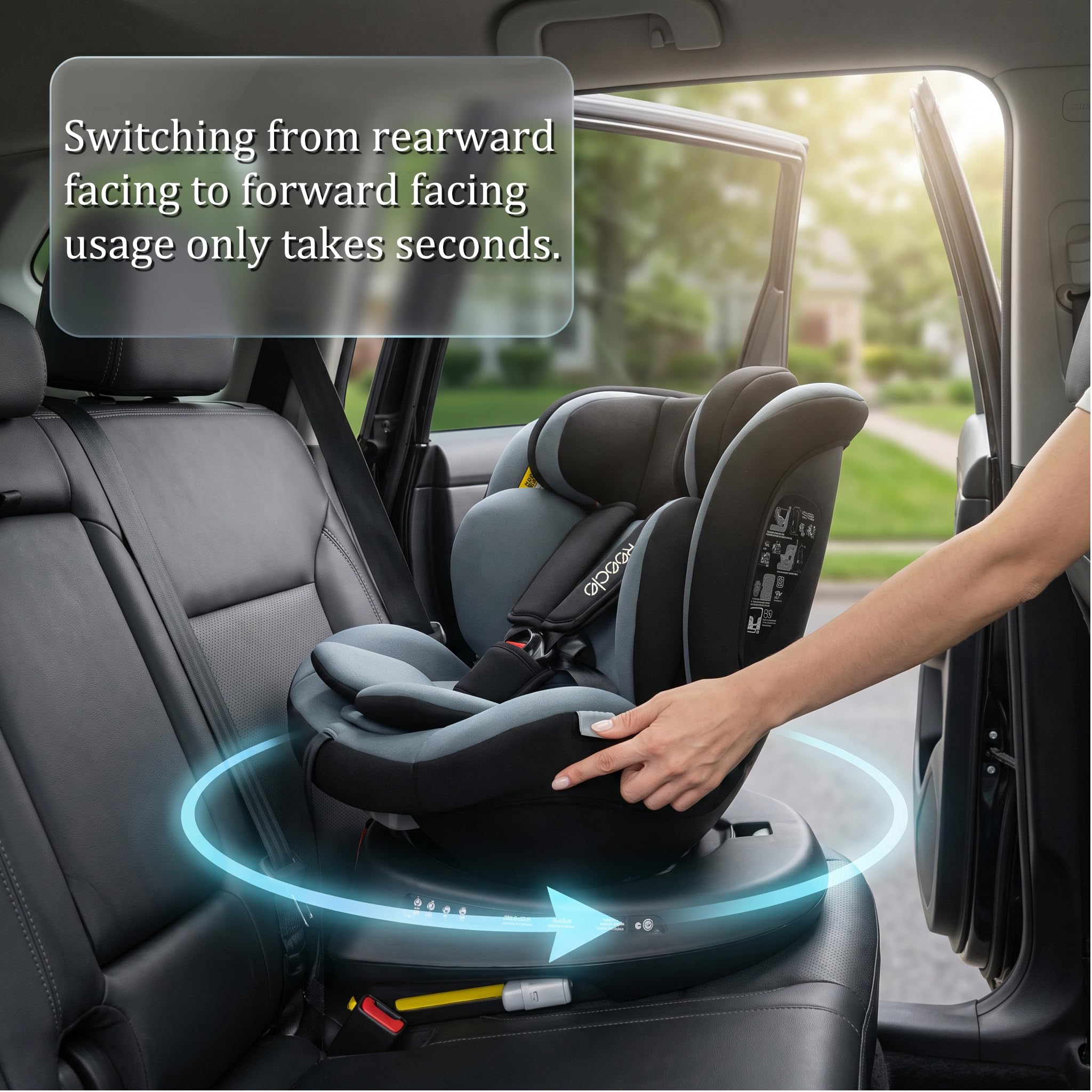 Reecle Kindersitz 360 i-Size Autositz 40-150 cm 360 Grad drehbar ISOFIX Schwarz