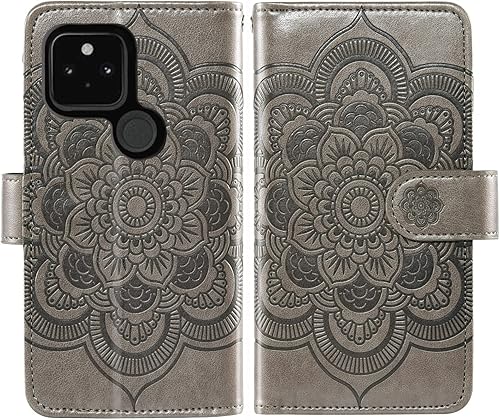 Miniatura 5 de Asuwish Funda de teléfono para Google Pixel 5 con protector de pantalla de vidrio templado y soporte de tarjeta de crédito con tapa de flores,