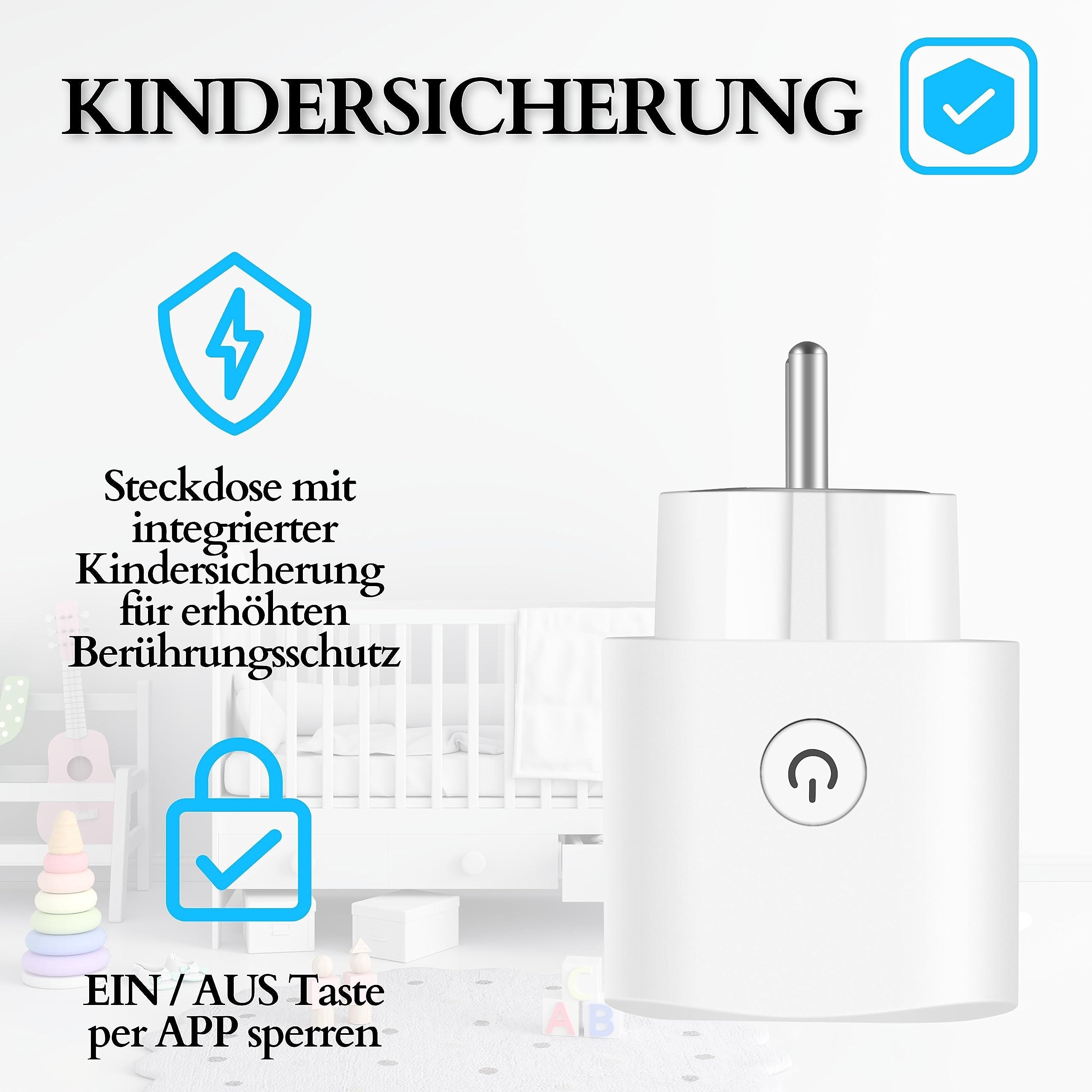 Echos Presa Smart WiFi, 4 pezzi, controllata da app, con monitor di energia, controllo vocale con Google Home e Alexa, Smart Home