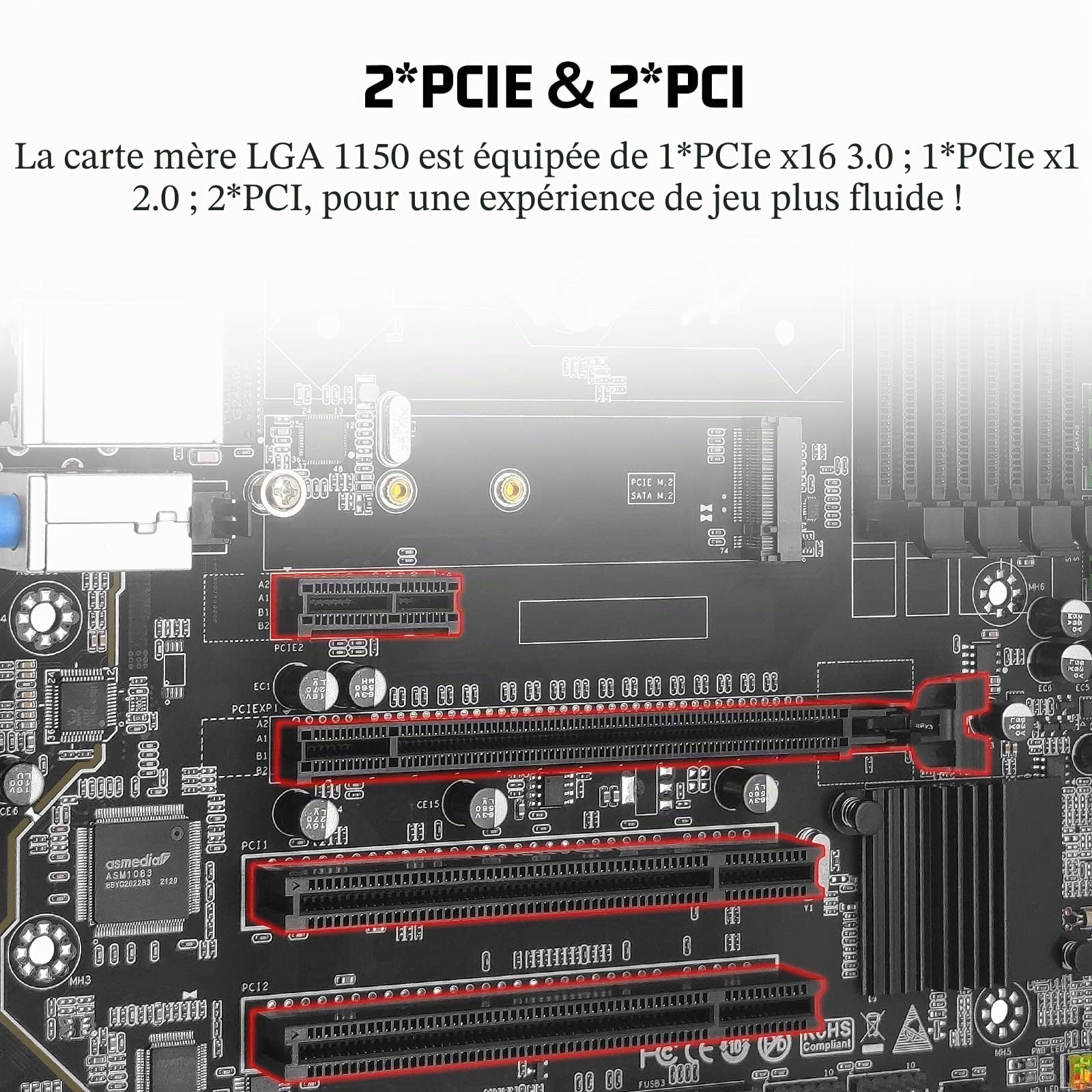 SHANGZHAOYUAN Carte mère B85M PRO LGA 1150 Micro ATX Gaming pour Intel Core i7/i5/i3/Pentium/Celeron/E3 (4 x DDR3 Max 32 Go, VGA/DVI/HDMI, PCIe 3.0 x16, SATA 6Gb/s, Gigabit LAN)