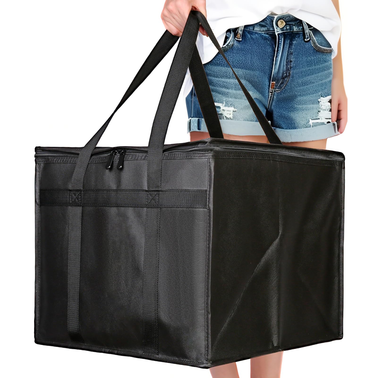 Bodaon Insulated Pizza Delivery Bag, 16" x 16" x 14" Pizza Warmer Bags for Carry Hot, Commercial Delivery Bag, Food Warmers for Parties, Pizza Pack