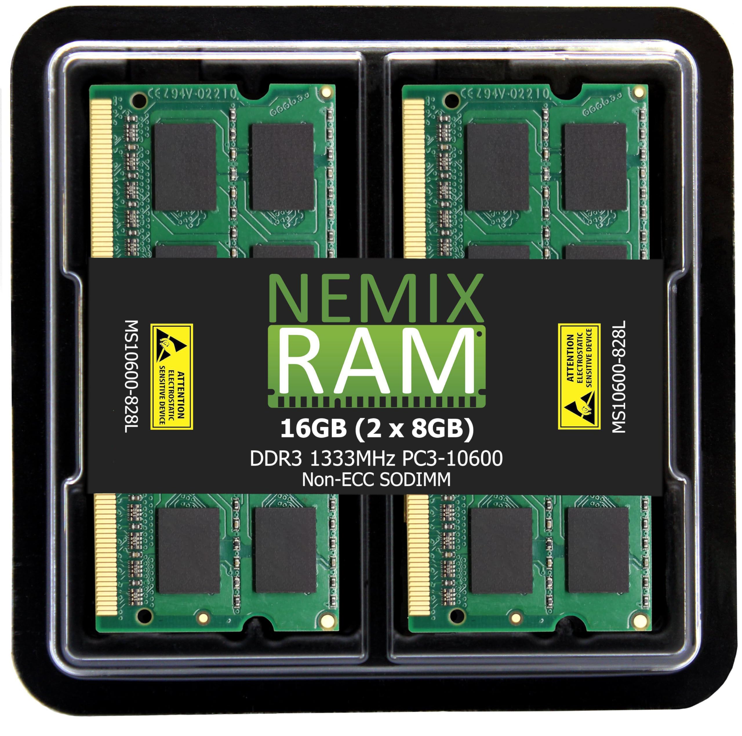 NEMIX RAM 16GB (2X8GB) DDR3 1333MHZ PC3-10600 2Rx8 1.35V 204-PIN Non-ECC SODIMM Laptop PC Memory KIT