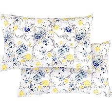 Elegant Comfort Luxury Ultra-Soft 2-Piece Pillowcase Set - 1500 Premium Hotel Quality Microfiber Double Brushed - Wrinkle Resistant, King Size, Bloomingdale Pattern Navy Blue (Pack of 2)
