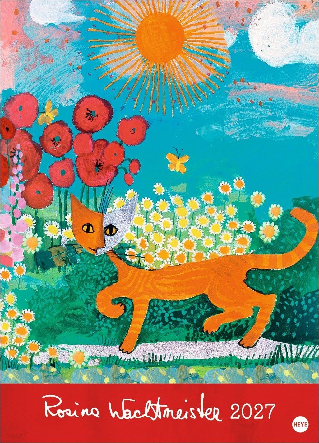 Rosina Wachtmeister Edition Kalender 2027: Die charakteristischen Katzen in einem hochwertigen Kunstkalender, in Szene gesetzt mit Gold- und Silberprägung. Wandkalender XL.