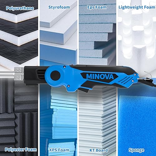 Miniatura 9 de Cuchillo caliente eléctrico giratorio de 250 W, kit de herramientas de corte de espuma de 6 cuchillas, sistema de refrigeración por aire de cuerpo