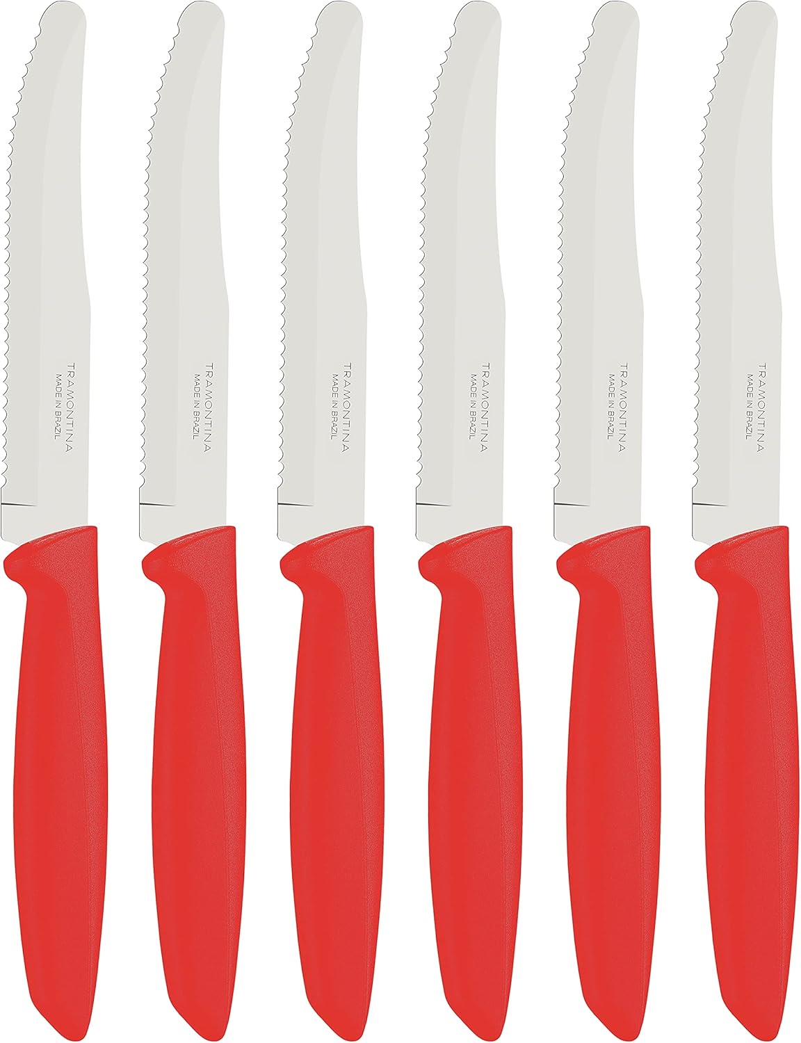 Tramontina Kitchen Knives Set of 6, Serrated Fruit Tomato Cooking Knife