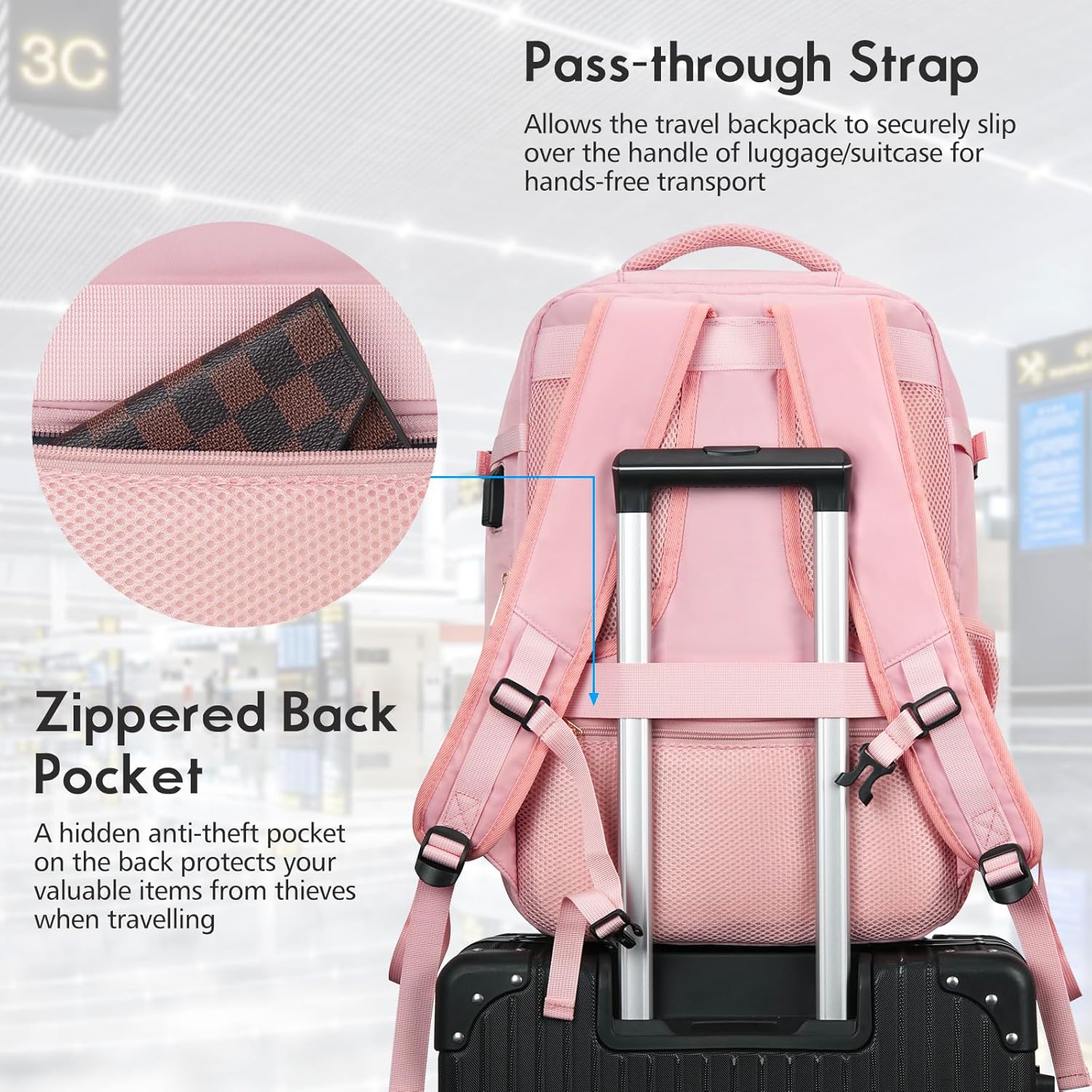 MOMUVO Carry On Backpack for Women,Flight Approved Extra Large Travel Laptop Backpack Water Resistant Luggage Travel Bag for Weekender Business