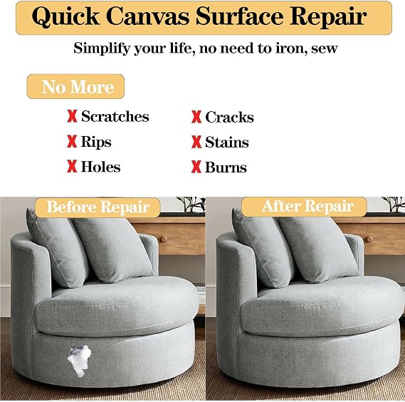 Canvas Repair Patch 8 x12 Inch, Self-Adhesive Waterproof Linen Repair Patches for Sofas, Clothes, Tents, Furniture, Bags, Car Seats Blue