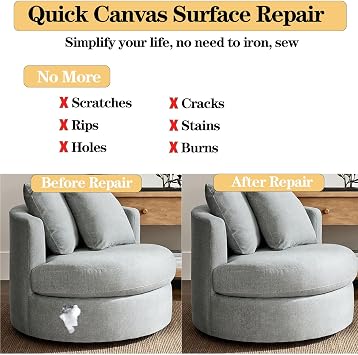 Canvas Repair Patch 8 x12 Inch, Self-Adhesive Waterproof Linen Repair Patches for Sofas, Clothes, Tents, Furniture, Bags, Car Seats Blue
