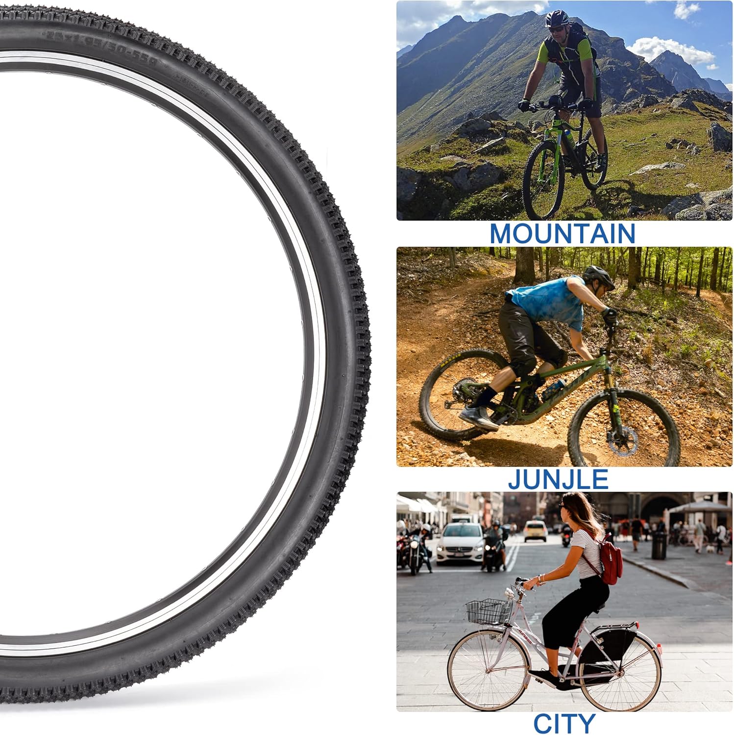 Replacement Bike Tire -26’’x1.95’’,26’’x2.25’’, 27.5’’x2.1’’, 27.5’’x2.2’’, and 29’’x2.2’’ Durable Folding Mountain Bike Tire - 60 TPI Bicycle Tires for Mountain Bike Bicycle