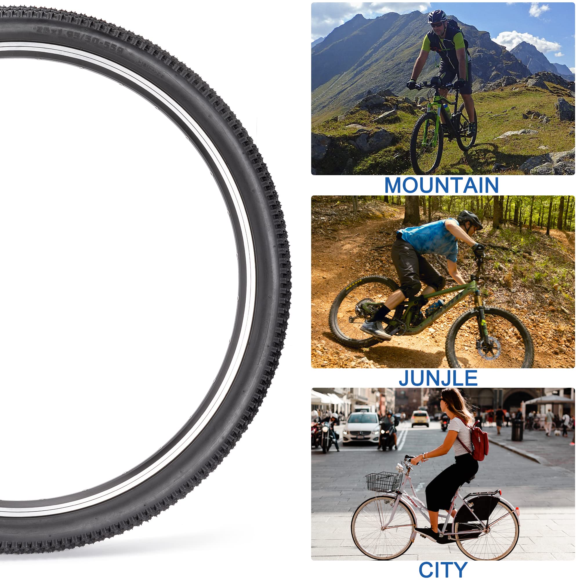 Amazon | 交換用自転車タイヤ - 26インチ×1.95インチ、27.5インチ×2.1