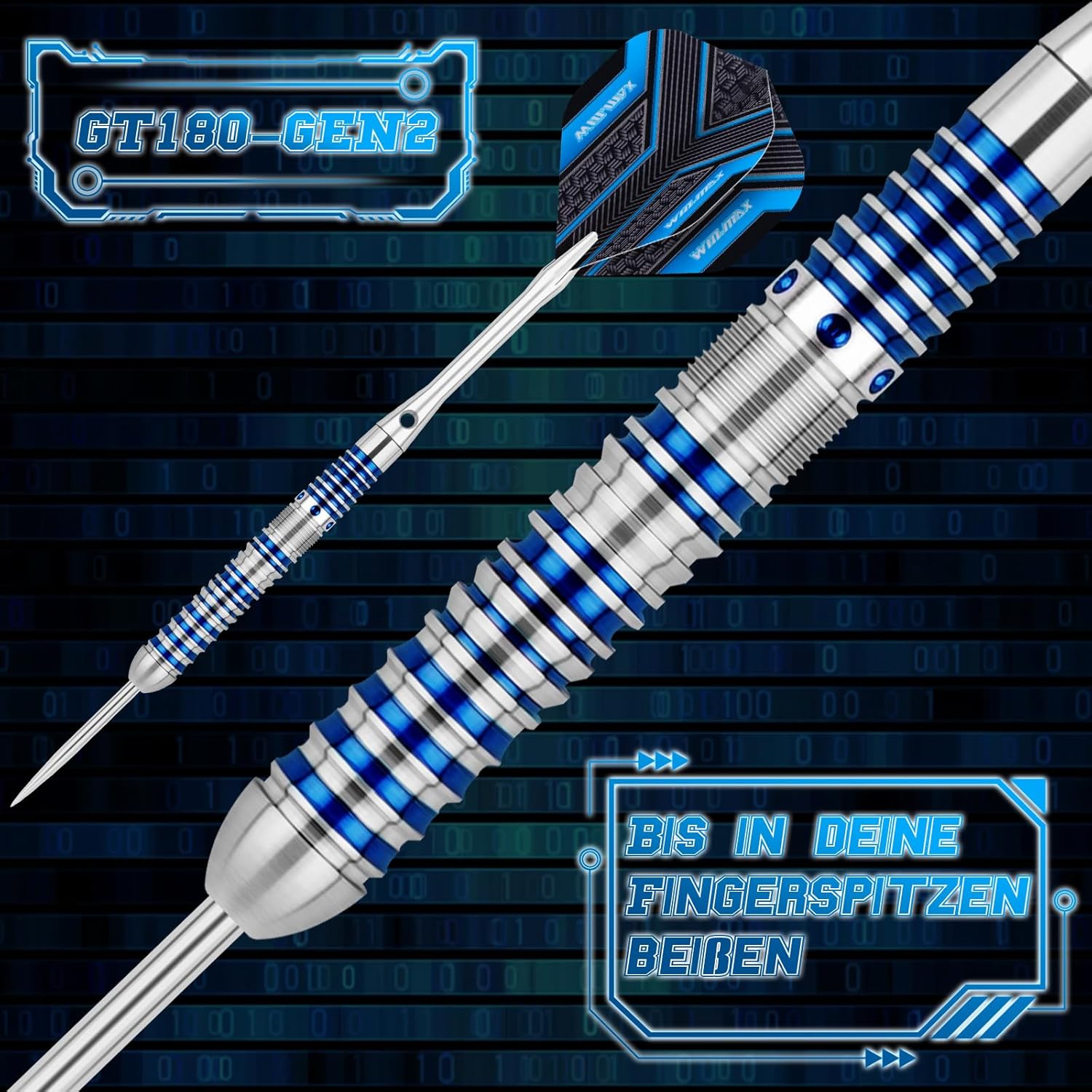 WIN.MAX Darts Metal Tip Set - 90% Tungsten Steel Tip Darts Set Professional 20/22/23/24/26/28 Grams Pro Dart Set with Extra 3 Flights