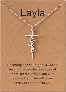 Lcherry Personalized Cross Name Necklace for Women, Custom Nameplate Cross Necklace Customized Jewelry Gift for Women Baptism Gifts for Daughter Granddaughter