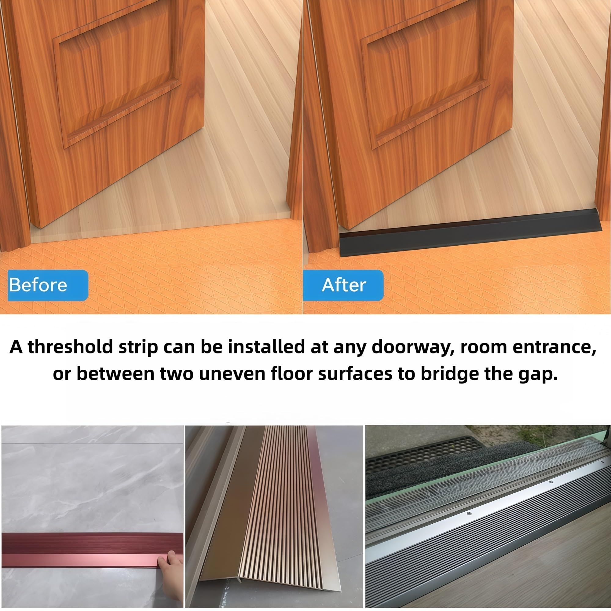 Aluminiowa listwa przejściowa w kształcie litery T Listwa przejściowa do podłogi litej, listwa progowa aluminiowa 2,7 m 43 mm wielokolorowa 3 szt. do płytek laminowanych dywan winylowy(Black)