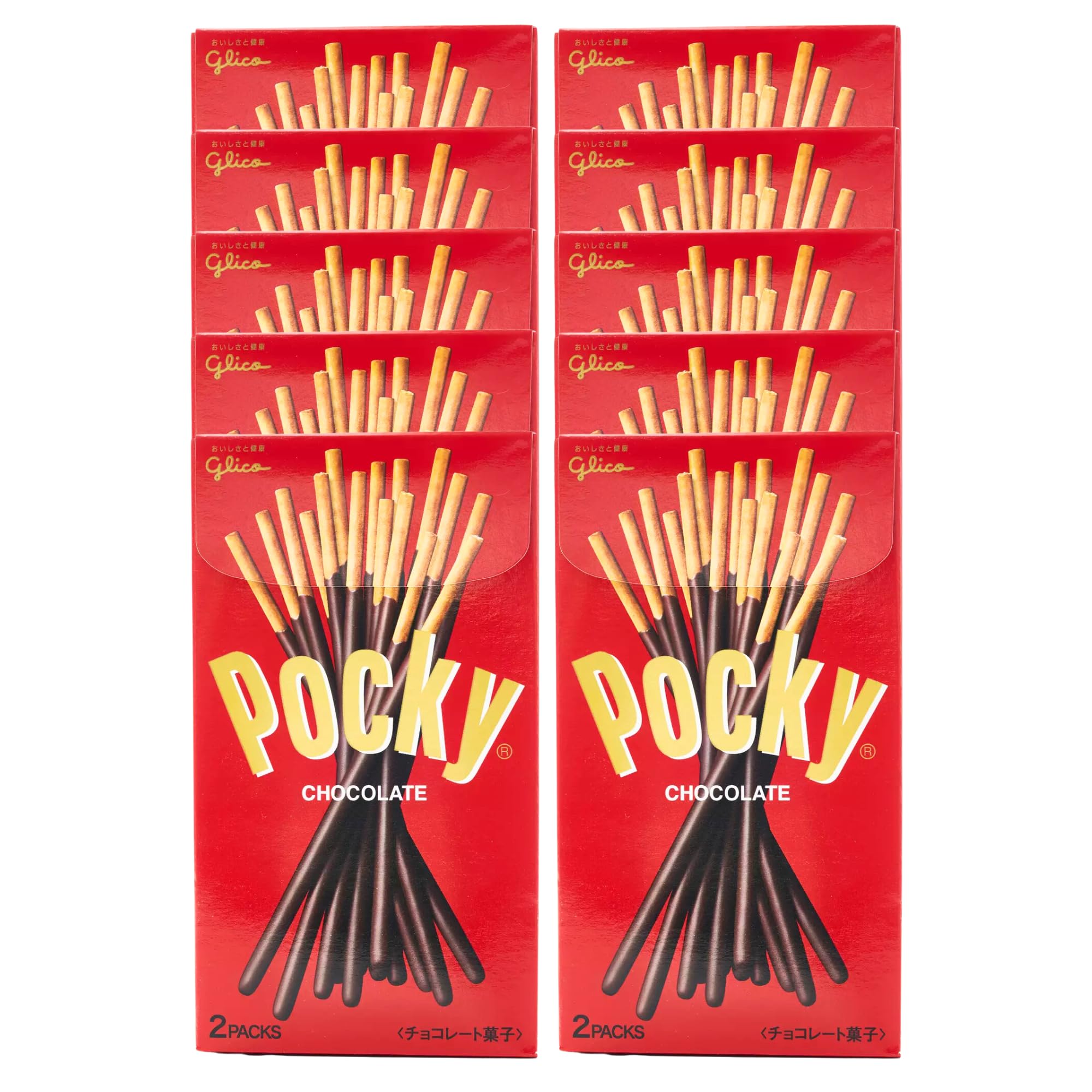 Glico Pocky Covered Biscuit Stick Chocolate 72g (Pack of 10) - Japan Biscuits Multipacks