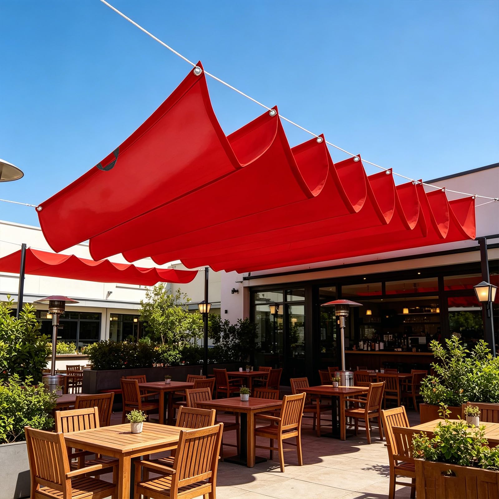 Einziehbares Sonnensegel 0.85 x 5 m Nach Maß, Sonnenschutz, Wasserdicht, 98% Uv-Schutz & Reißfest, Garten Verstellbar Schutz mit Ösen Und Kordel für Garten Terrasse, Rot