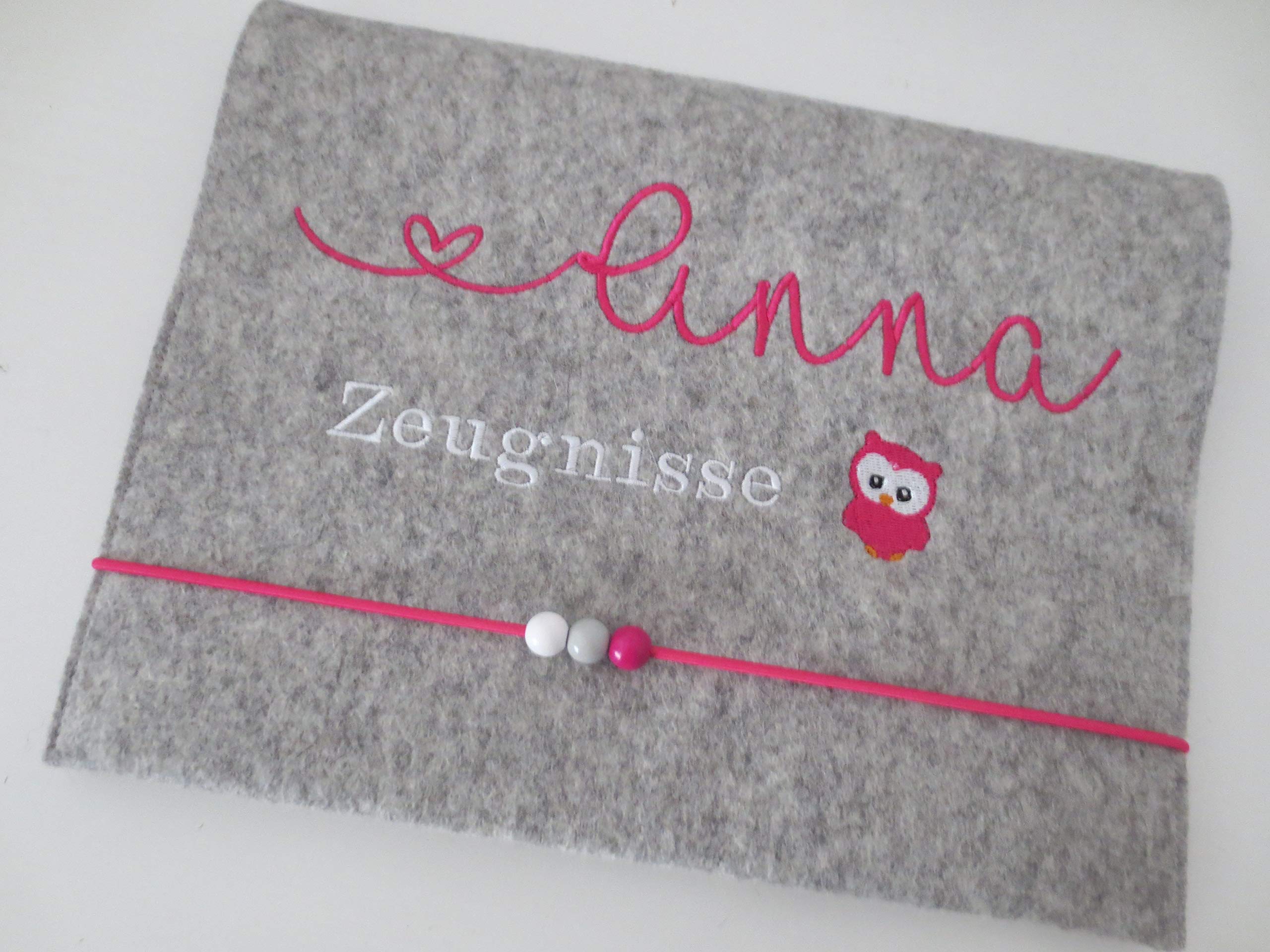 Zeugnismappe Wollfilz Mappe Zeugnisse DIN A4 Grundschule Schule"Eule