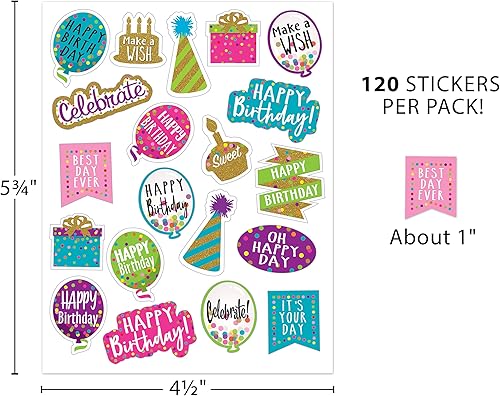 Miniatura 6 de Teacher Created Resources Pegatinas de feliz cumpleaños de confeti (TCR8585)