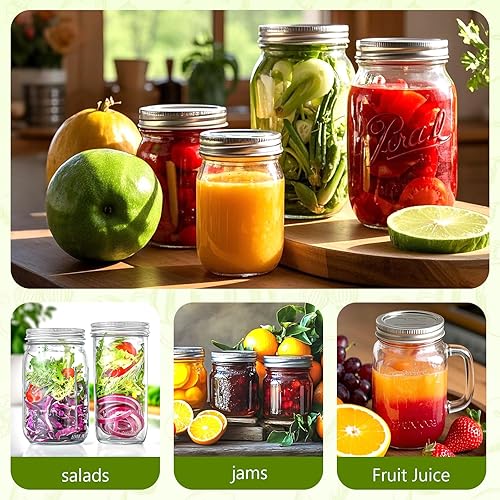 Miniatura 7 de Tapas y anillos para conservas (52 unidades, 26 juegos), tapas FGSAEOR de 3.386 in de ancho para frascos Mason y bandas para tarros Ball y Kerr,