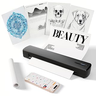 C80 Wireless Printer, Inkless Portable Printer for Travel, Supports A4 8.5 x 11 Inch Thermal Paper, Compatible with Phone & Laptop (Elegant Black) - Amazon product rated Grade A