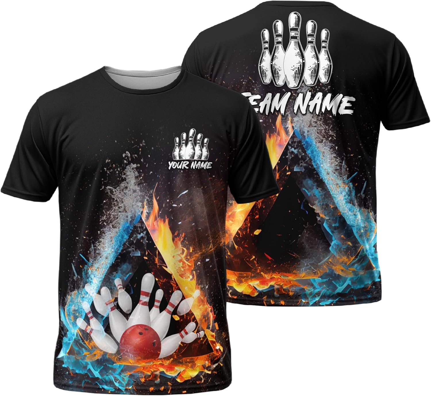 Mens Bowling T-Shirt Personalized Bowling Related Tee Shirt for Bowling Team 3 D Bowling Clothing