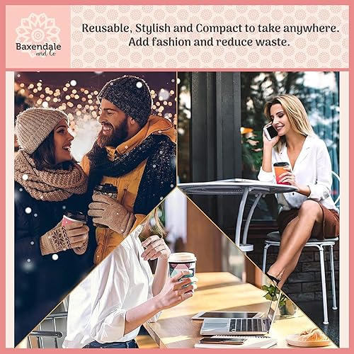 Miniatura 8 de Baxendale - Fundas reutilizables de café helado para bebidas frías, paquete de 2 fundas de neopreno para taza de café helado para bebidas frías,