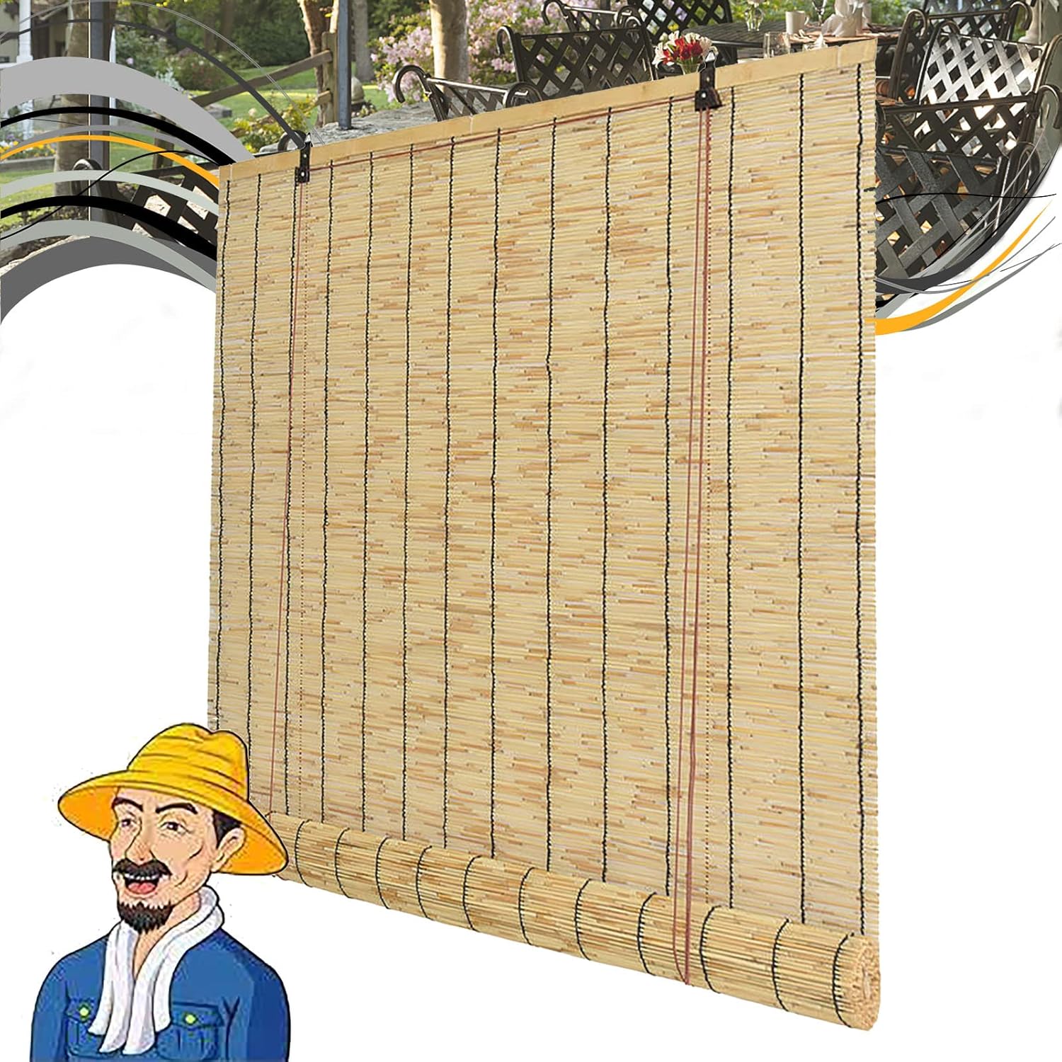 Amazon.com: OCAZI Bamboo Shades, Hand-Woven Bamboo Roll Up Blinds ...