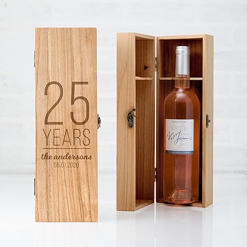 Miniatura 9 de WEDDINGSTAR Caja de regalo de vino de madera grabada personalizada con tapa, pareja de firma