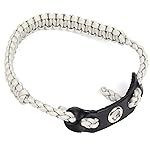 SUNYA Archery Bow Wrist Sling, 550 Paracord Strap Comfortable on Hand.100% Full Grain Leather Yoke, Multiple Camo Colors.Fit Compound Bow Stabilizer & Recurve. (Silver)