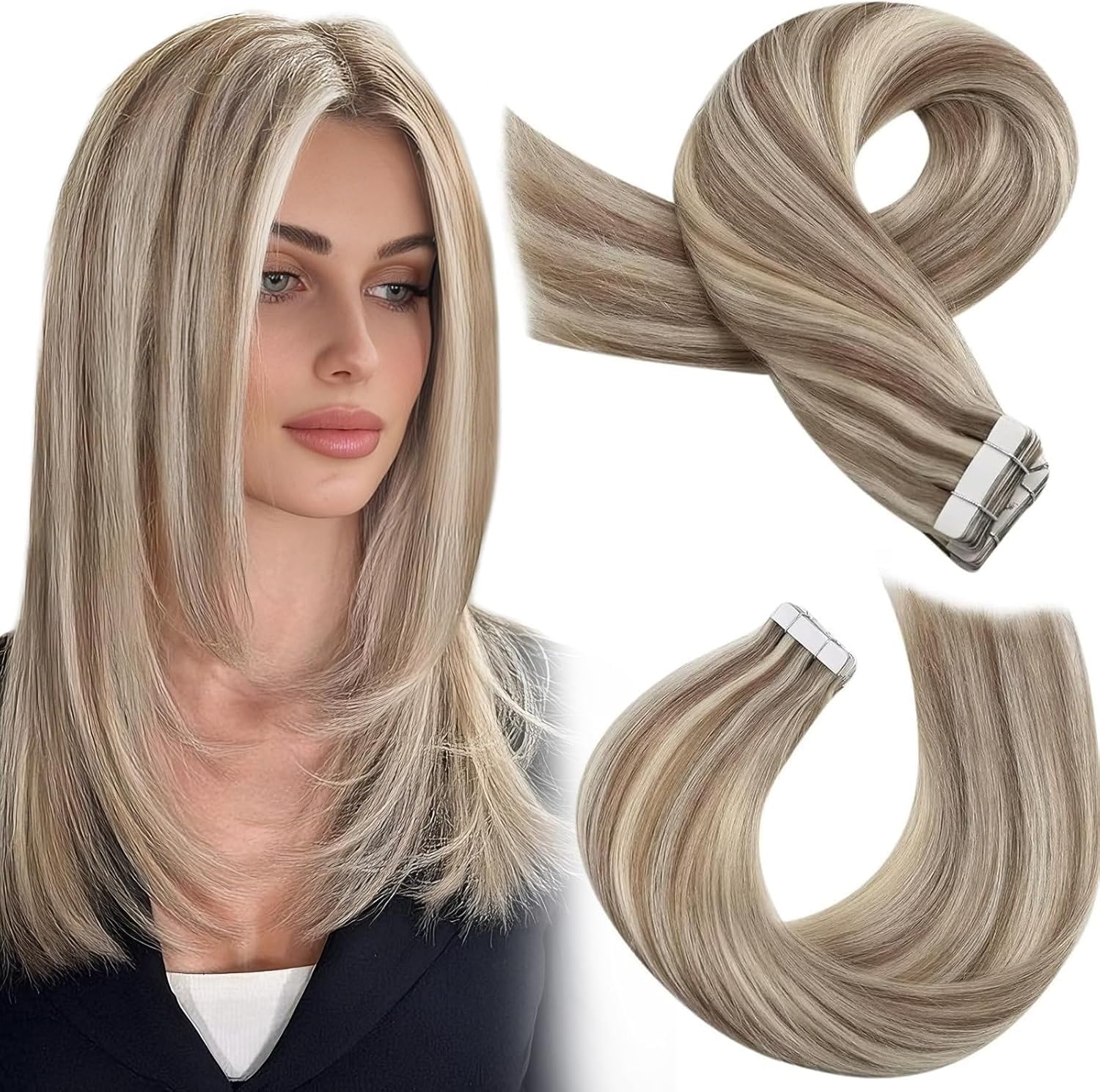 Moresoo Extensions Echthaar Tape in Unsichtbar Tape Extensions Echthaar