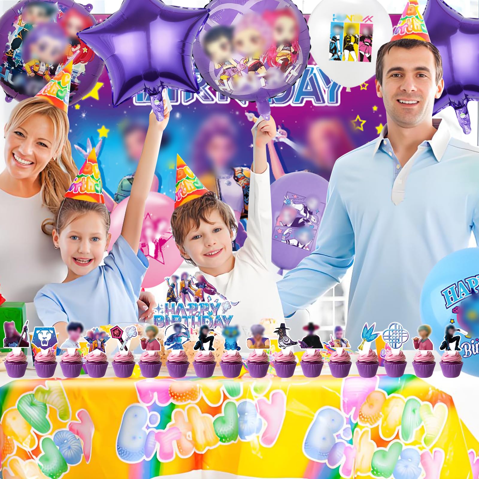 42 Pezzi Huntrs Kit Compleanno Decorazioni, Kit Palloncini Decorazioni per Festa di Compleanno (B)