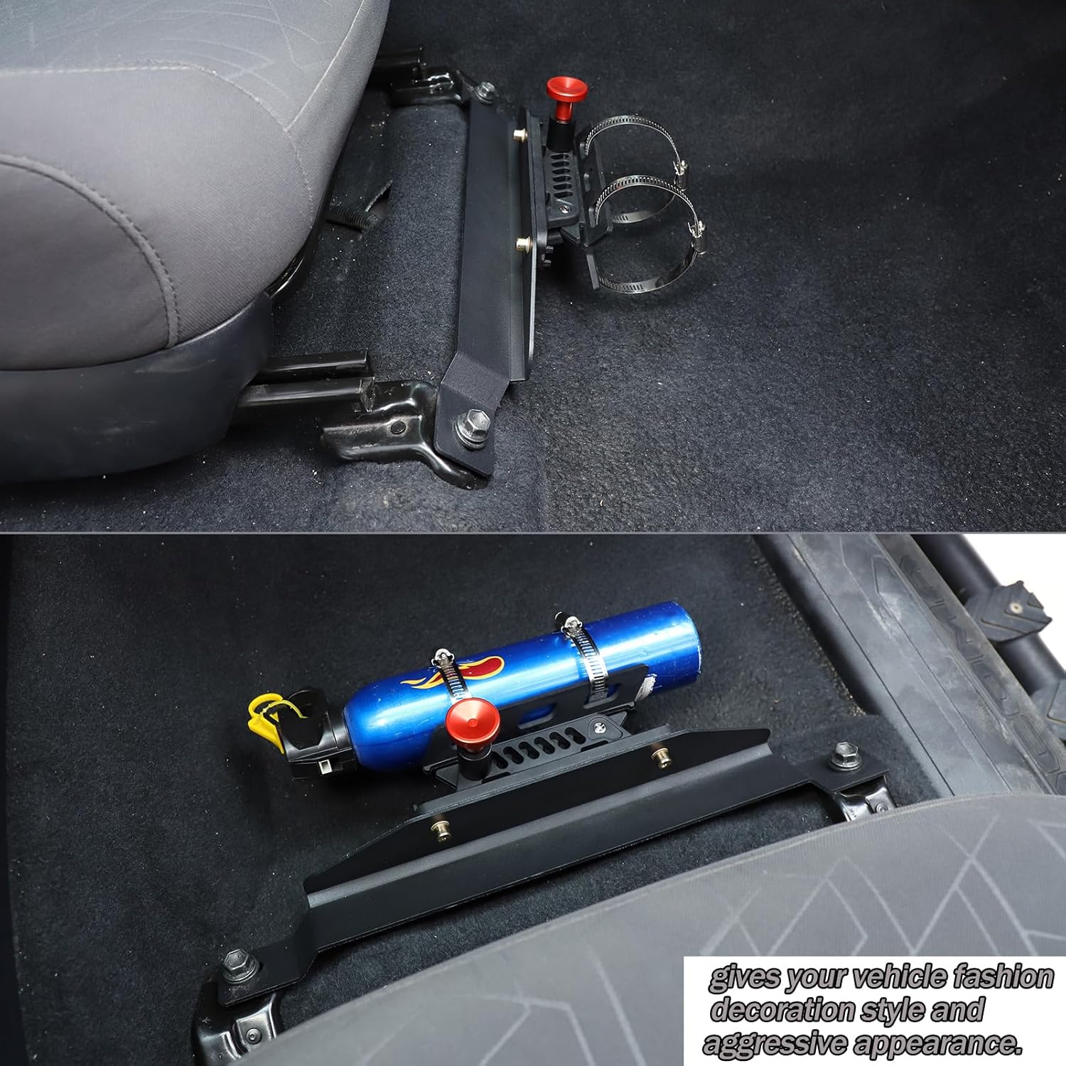 Lcojicep Fire Extinguisher Bracket Under The Co-Pilot Seat Compatible with Tacoma 2016-2022 Car Adjustable Fire Extinguisher Bottle Tie Bracket Aluminum Alloy Accessories