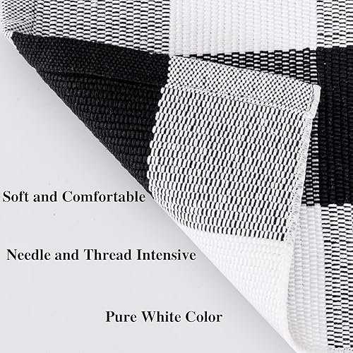 Miniatura 3 de joybest Buffalo - Alfombra a cuadros de 4 x 6 pies, alfombra de algodón tejida a mano para interiores y exteriores, alfombra para patio, sala de