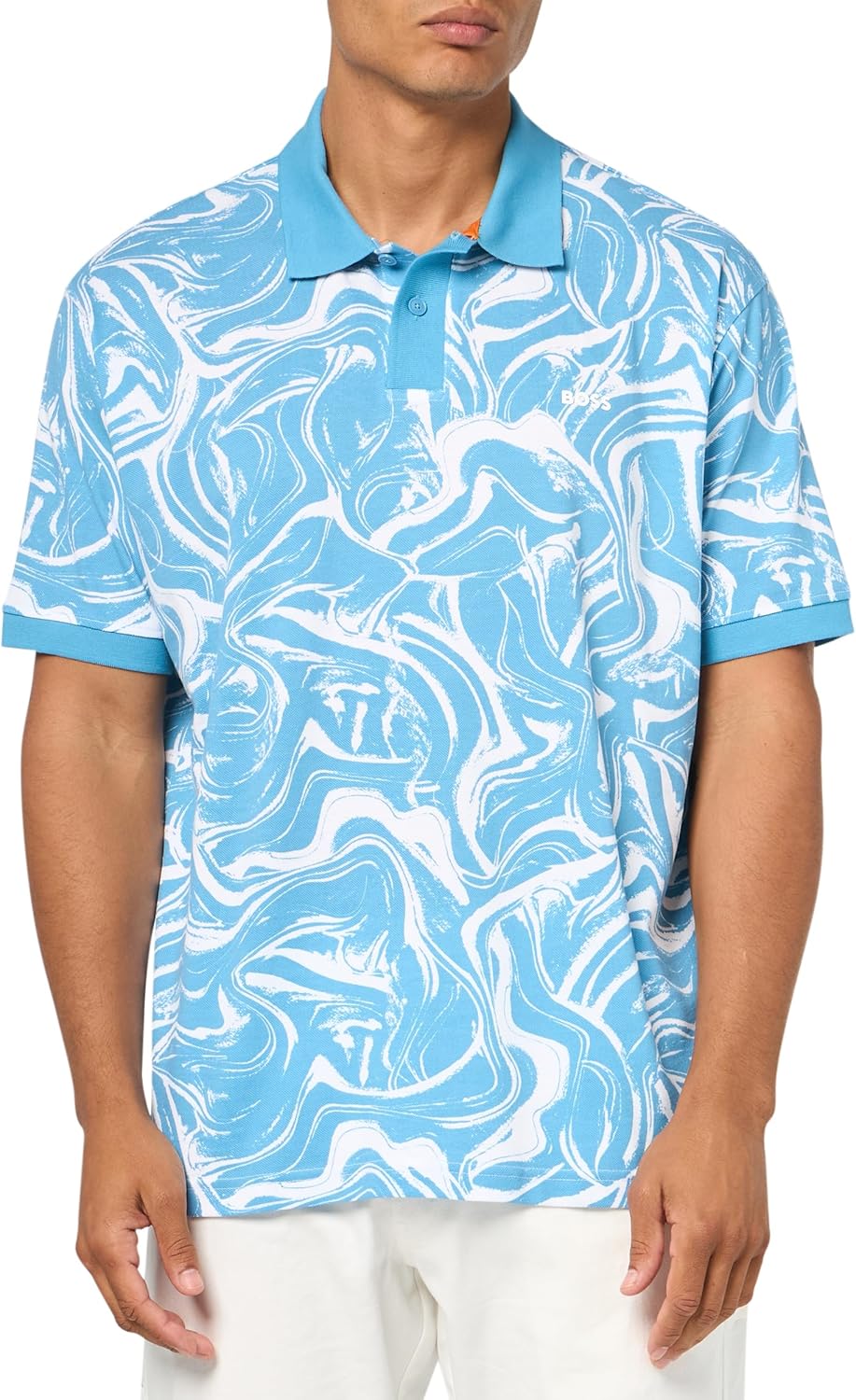 BOSS Men's Printed Cotton Short Sleeve Polo Shirt