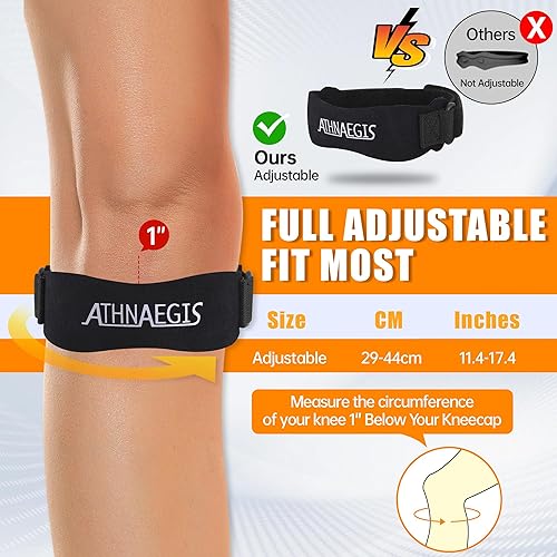 Miniatura 4 de Rodilleras de cuero para dolor de rodilla, correa de soporte de rótula, banda estabilizadora ajustable del tendón rotuliano para saltadores de
