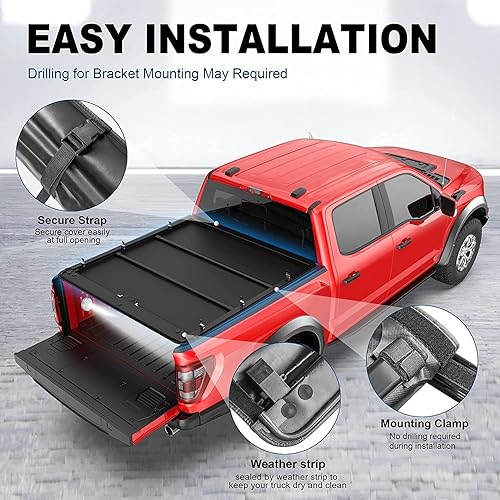 Miniatura 3 de MOSTPLUS Cubierta Enrollable de Vinilo Suave para Caja de Camioneta Tonneau Compatible con Honda Ridgeline 2017-2025 Cama de 5 Pies