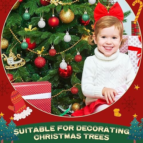 Miniatura 3 de 72 mini esferas de Navidad, adornos colgantes para árbol de Navidad, bolas de Navidad con purpurina para árbol de Navidad, fiesta, boda, interiores