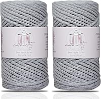 Vista 82 de Makromecity, Cordón de macramé de un solo hilo de 3 mm x 100 yardas (300 pies) Hilo de algodón azul marino de 3 mm de un solo hilo para arte