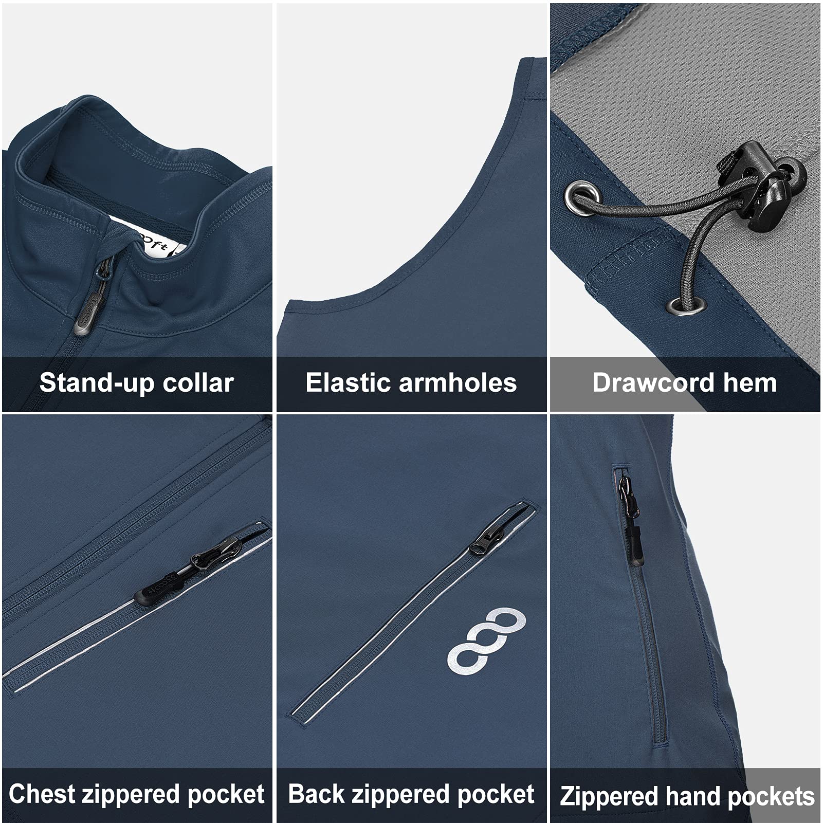 33,000ft Chaleco Outdoor Mujer, Chaqueta Soft Shell Sin Mangas, Ligera, Cortaviento, Impermeable, Transpirable, Chaleco Running, Chaleco Casual Deportivo
