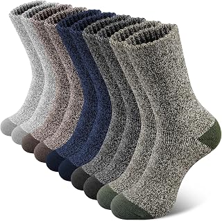 SIMIYA Men's 5-Pack Super Thick Merino Wool Hiking Socks - Thermal Warmth for Cold Weather, Breathable Comfort US 7-13