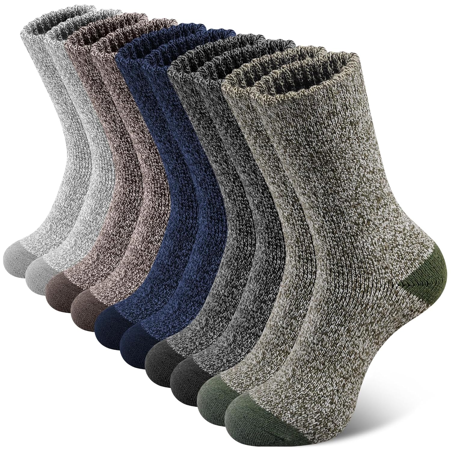 SIMIYA 5 Pairs Merino Wool Socks for Men Super Thick Hiking Thermal Socks for Cold Weather
