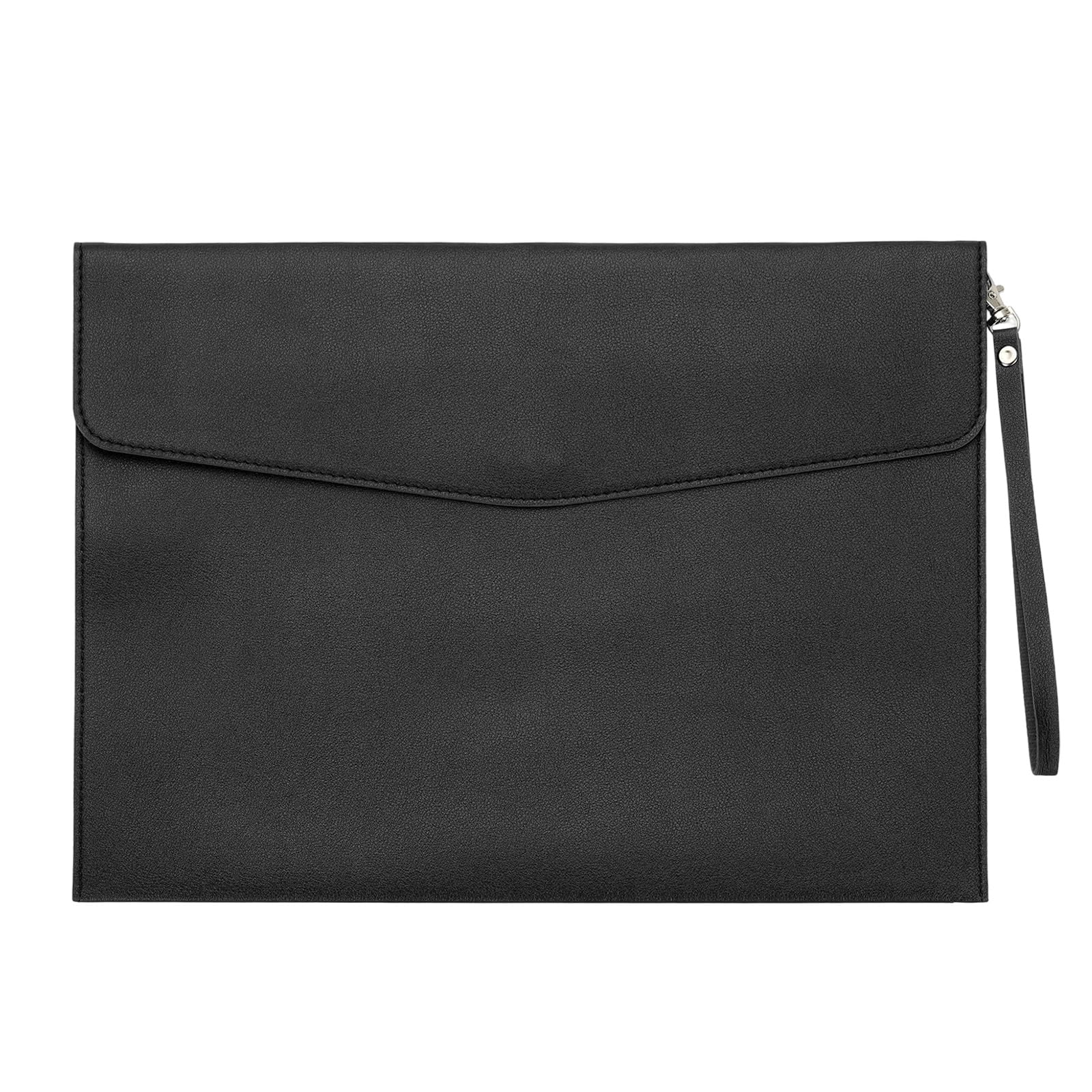 PATIKIL PU Leather A4 File Folder, Document Holder Filing Organizer Portfolio Envelope Folder Case with Snap Closure for Letter Receipt Style 3, Black