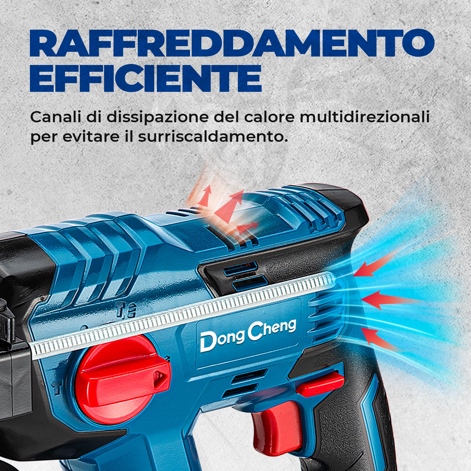 DongCheng Martello Perforatore a batteria, Trapano Tassellatore a Batteria 2.1 J, Trapano a Percussione Batteria 18 V con 4 pezzi SDS-plus, Foratura fino a 28 mm, Motore senza spazzole.