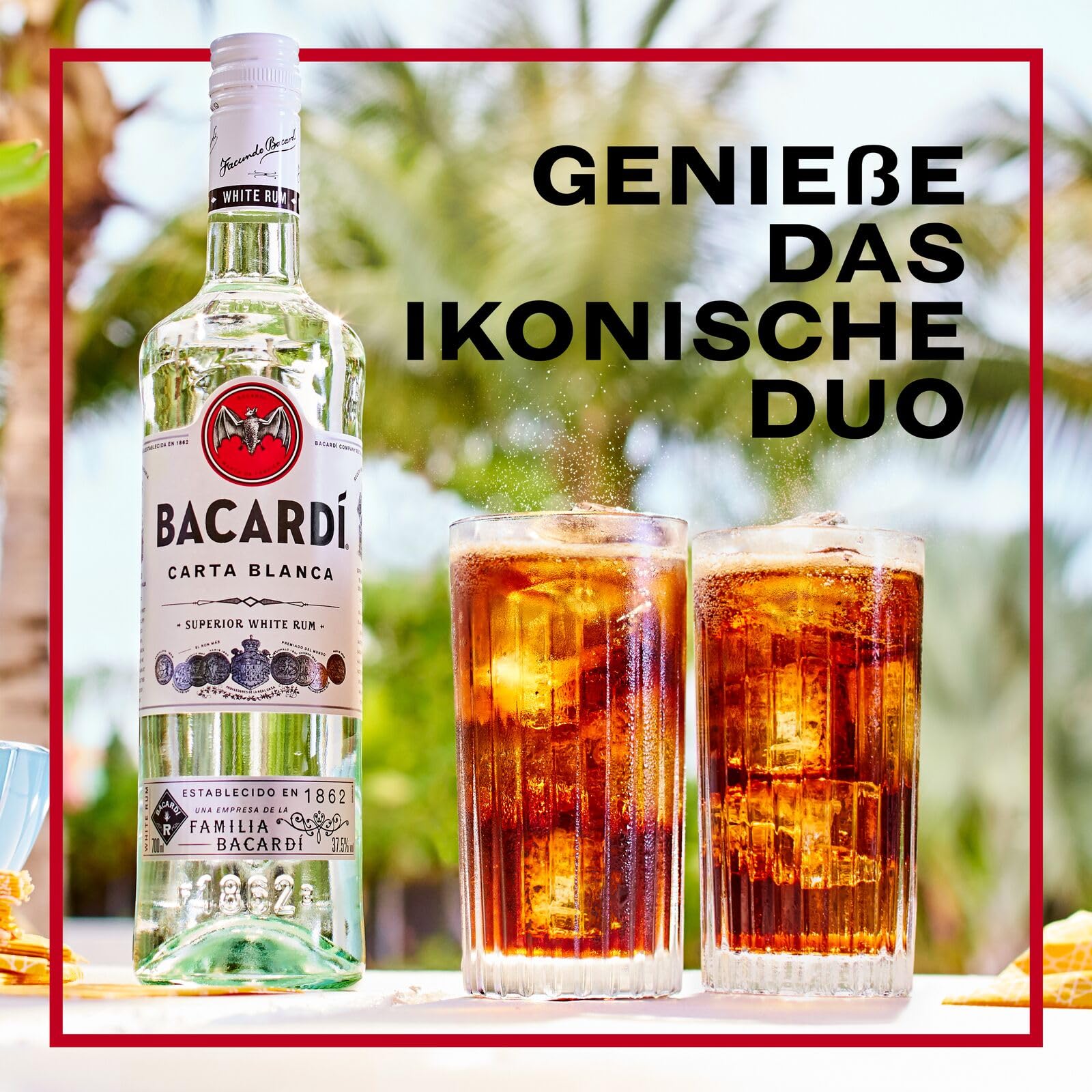 BACARDI Carta Blanca Superior White Rum - 70 cl/700 ml, 37,5 Vol-% - Legendärer Weißer Karibik-Rum, Perfekt zum Mixen und für Cocktails