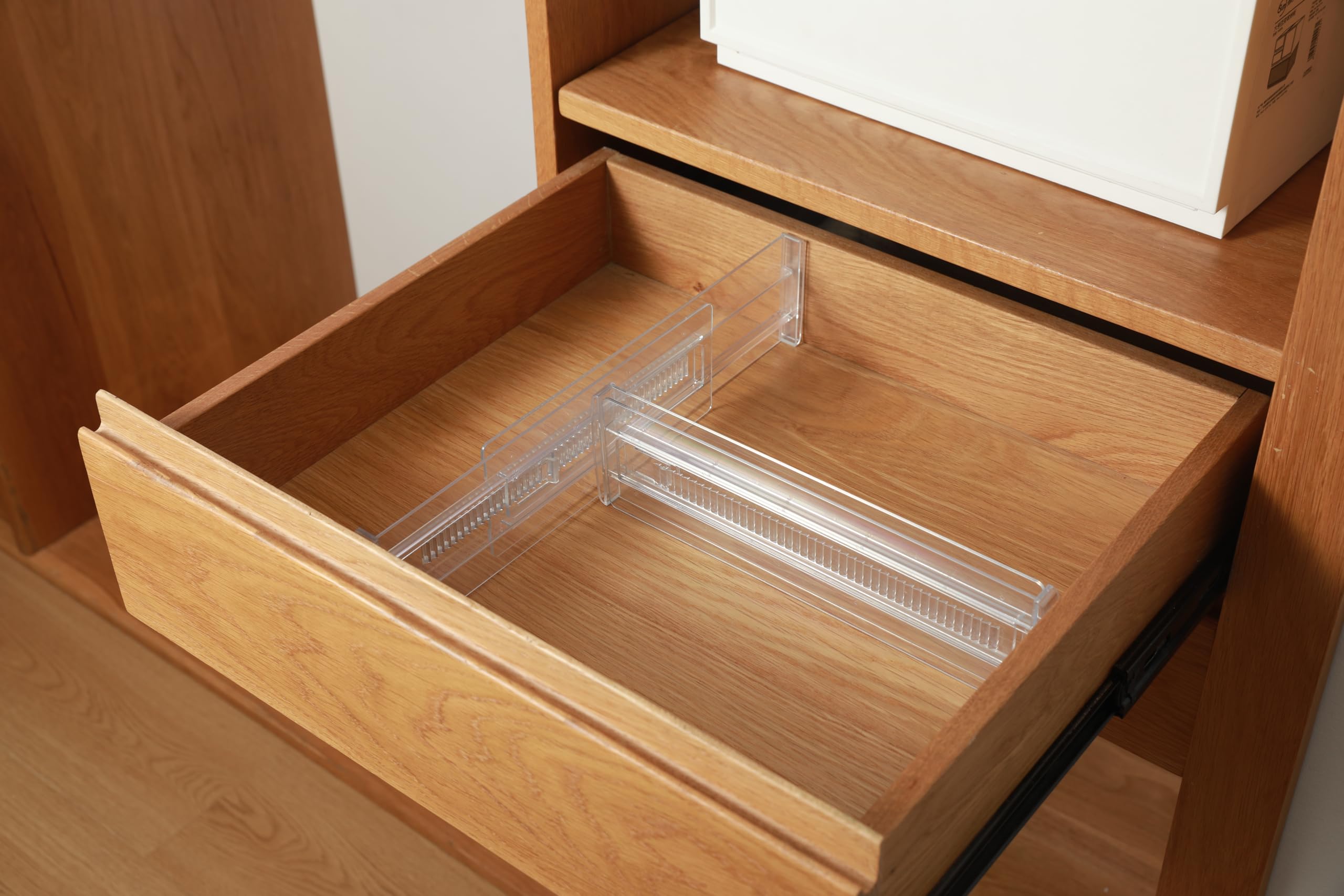 6Pcs Separador Cajones Transparentes - Separadores de Cajones Ajustables - Separadores de Cajones de Plástico - Ajustables Divisores para Tocador Armario Cocina Dormitorio (28.5-50cm)