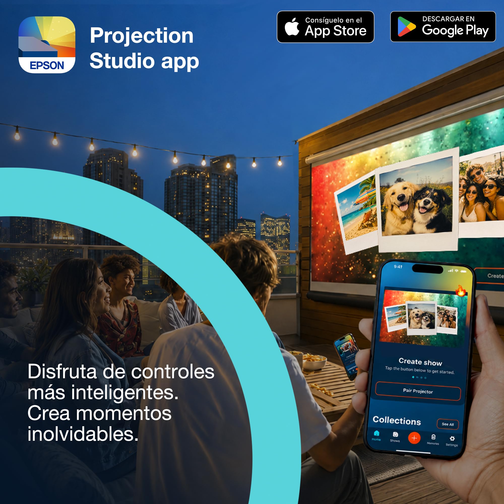 Epson Lifestudio Pop EF-61W | Proyector Smart TV portátil Full HD 1080p | Sound by Bose | 700 lúmenes | 3LCD x RGB-LED | Google TV | Pantallas de hasta 150″ | Garantía de 5 años | Blanco