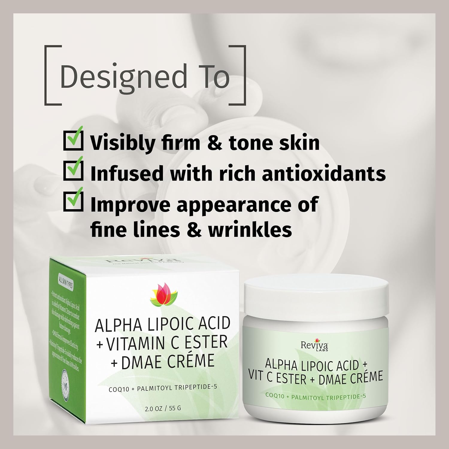 Reviva Labs Alpha Lipoic Acid Vitamin C Ester and DMAE Cream -- 2 oz