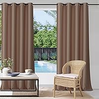 Vista 20 de StangH 2 paneles de cortinas opacas beige para exteriores, cortinas opacas resistentes al viento con parte superior desmontable para espacios